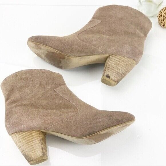 Ecote Urban Outfitters Women's Alexandra Boot Size 9 Block Heel Tan Taupe Suede - Picture 6 of 11